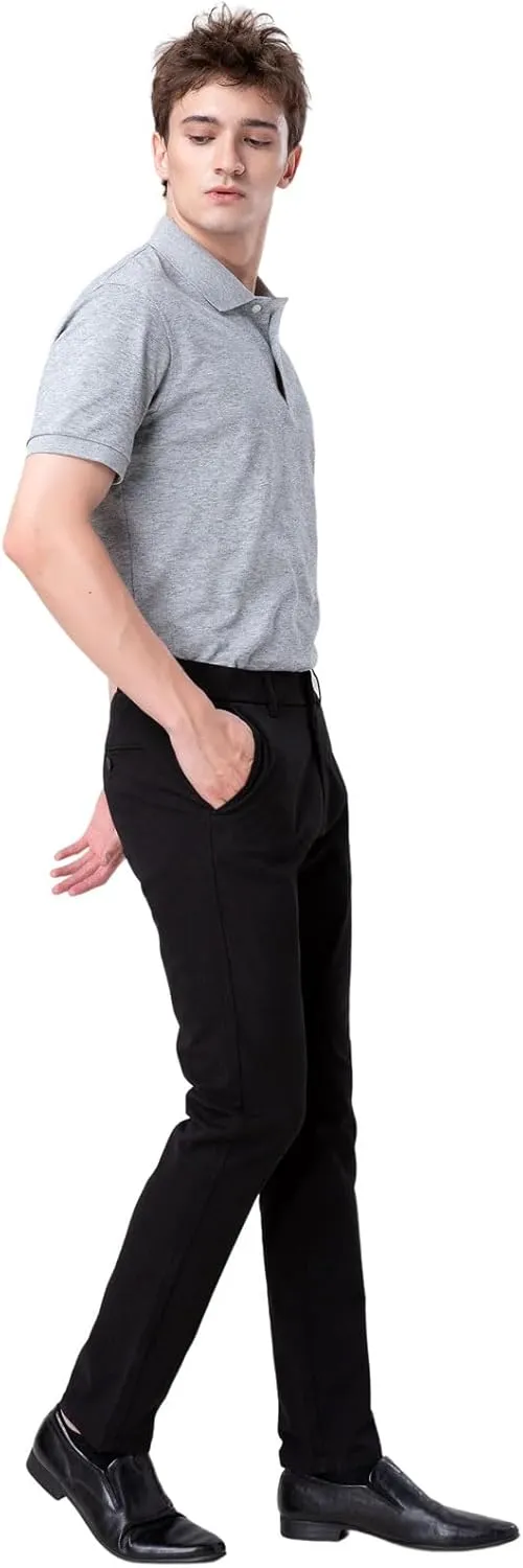 Plaid&Plain Men’s Slim Fit Khaki Pants Men’s Tapered Chino Pants