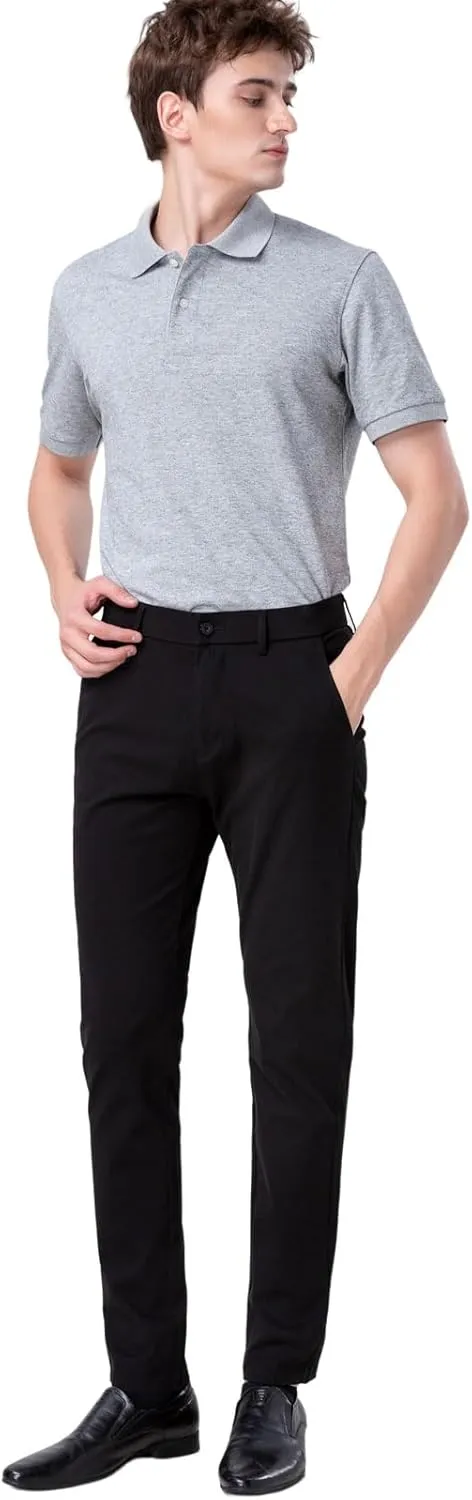 Plaid&Plain Men’s Slim Fit Khaki Pants Men’s Tapered Chino Pants