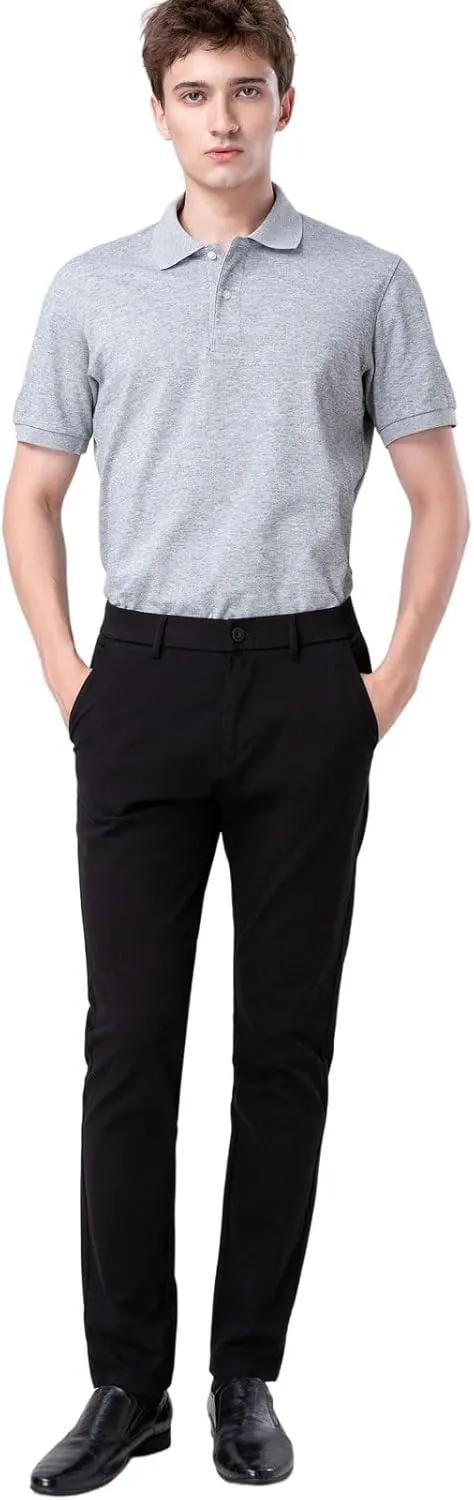 Plaid&Plain Men’s Slim Fit Khaki Pants Men’s Tapered Chino Pants