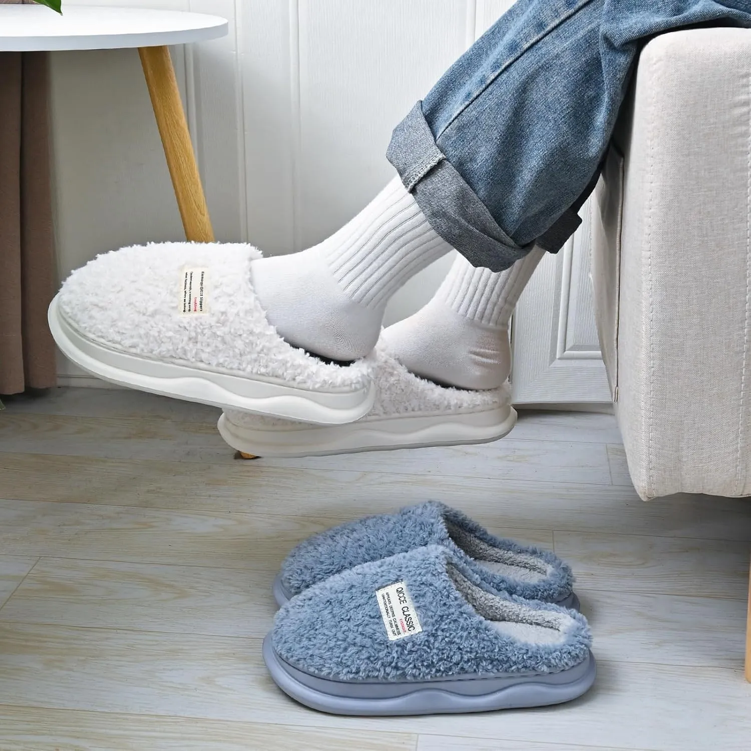 Platform Slippers for Women Men - Memory Foam Fuzzy House Slippers, Warm Cute Chic Versatile Pretty Comfy Plush Slippers for Indoor Outdoor-Non Slip