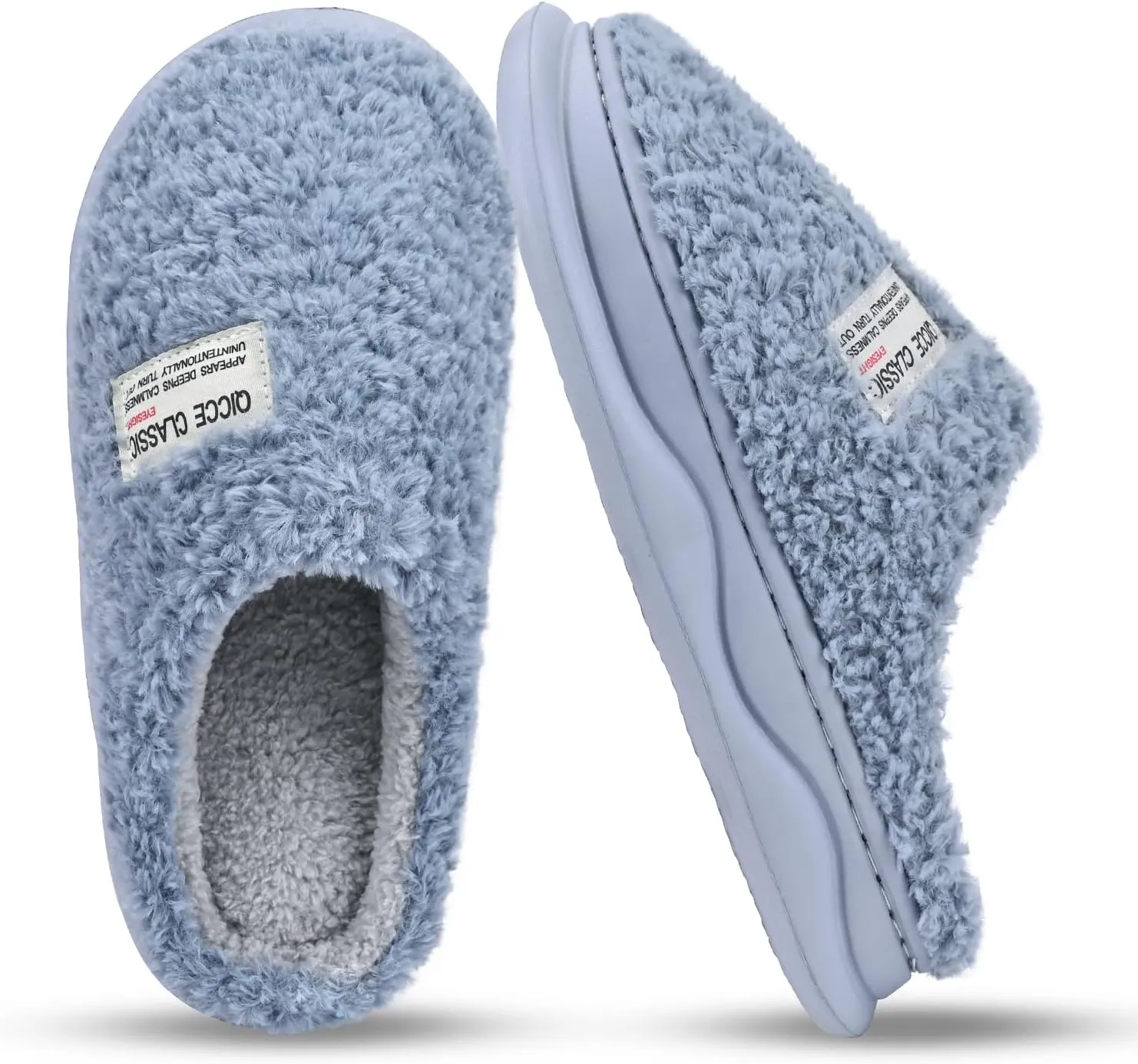 Platform Slippers for Women Men - Memory Foam Fuzzy House Slippers, Warm Cute Chic Versatile Pretty Comfy Plush Slippers for Indoor Outdoor-Non Slip