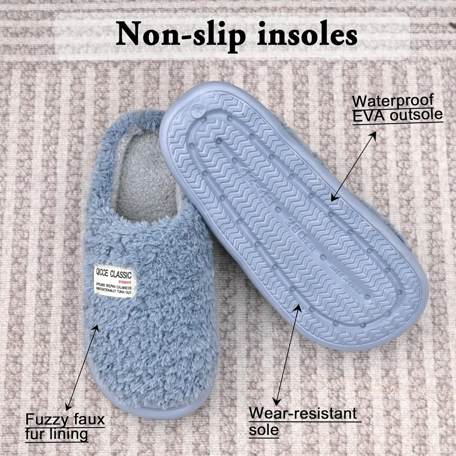 Platform Slippers for Women Men - Memory Foam Fuzzy House Slippers, Warm Cute Chic Versatile Pretty Comfy Plush Slippers for Indoor Outdoor-Non Slip