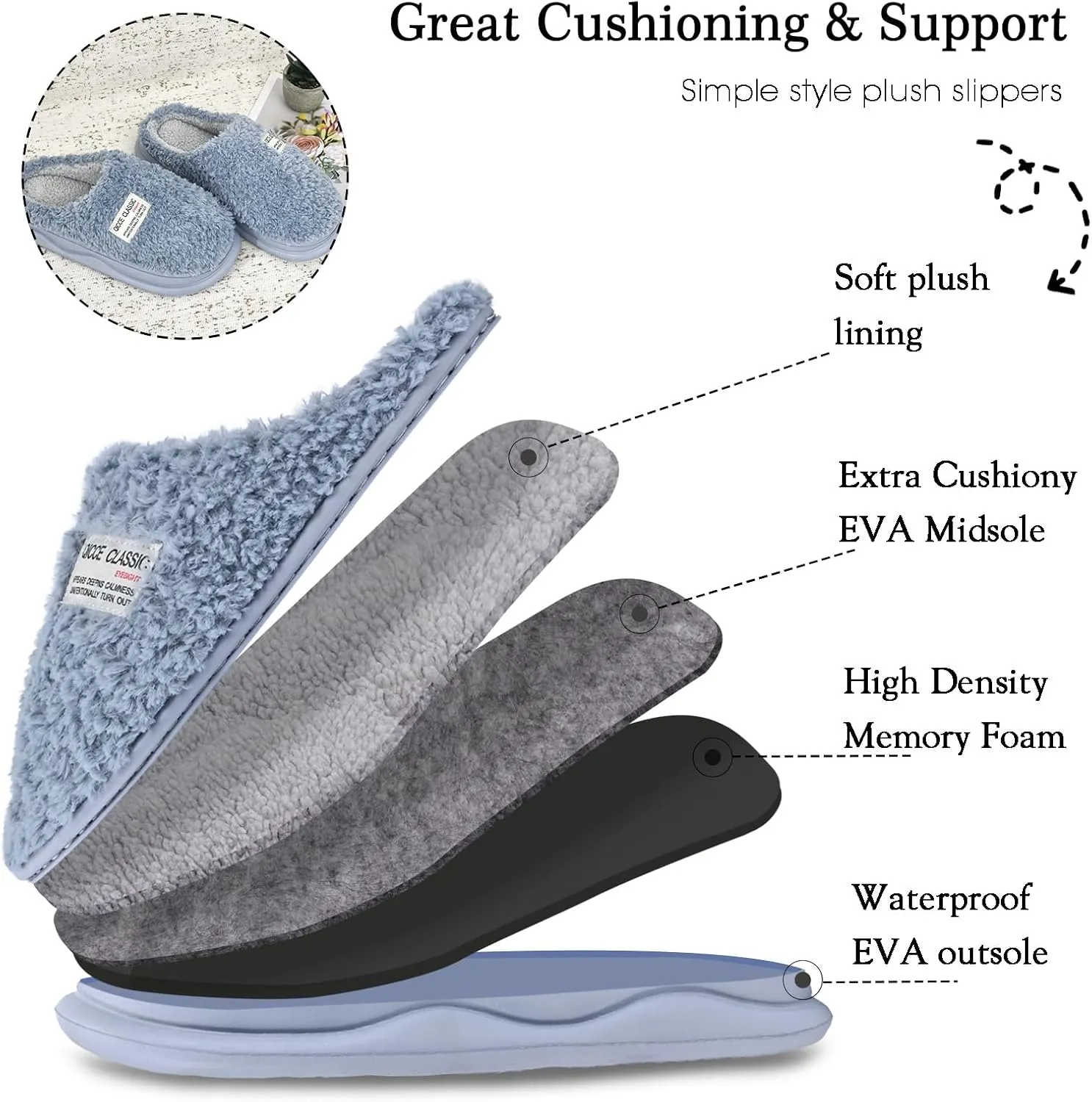 Platform Slippers for Women Men - Memory Foam Fuzzy House Slippers, Warm Cute Chic Versatile Pretty Comfy Plush Slippers for Indoor Outdoor-Non Slip
