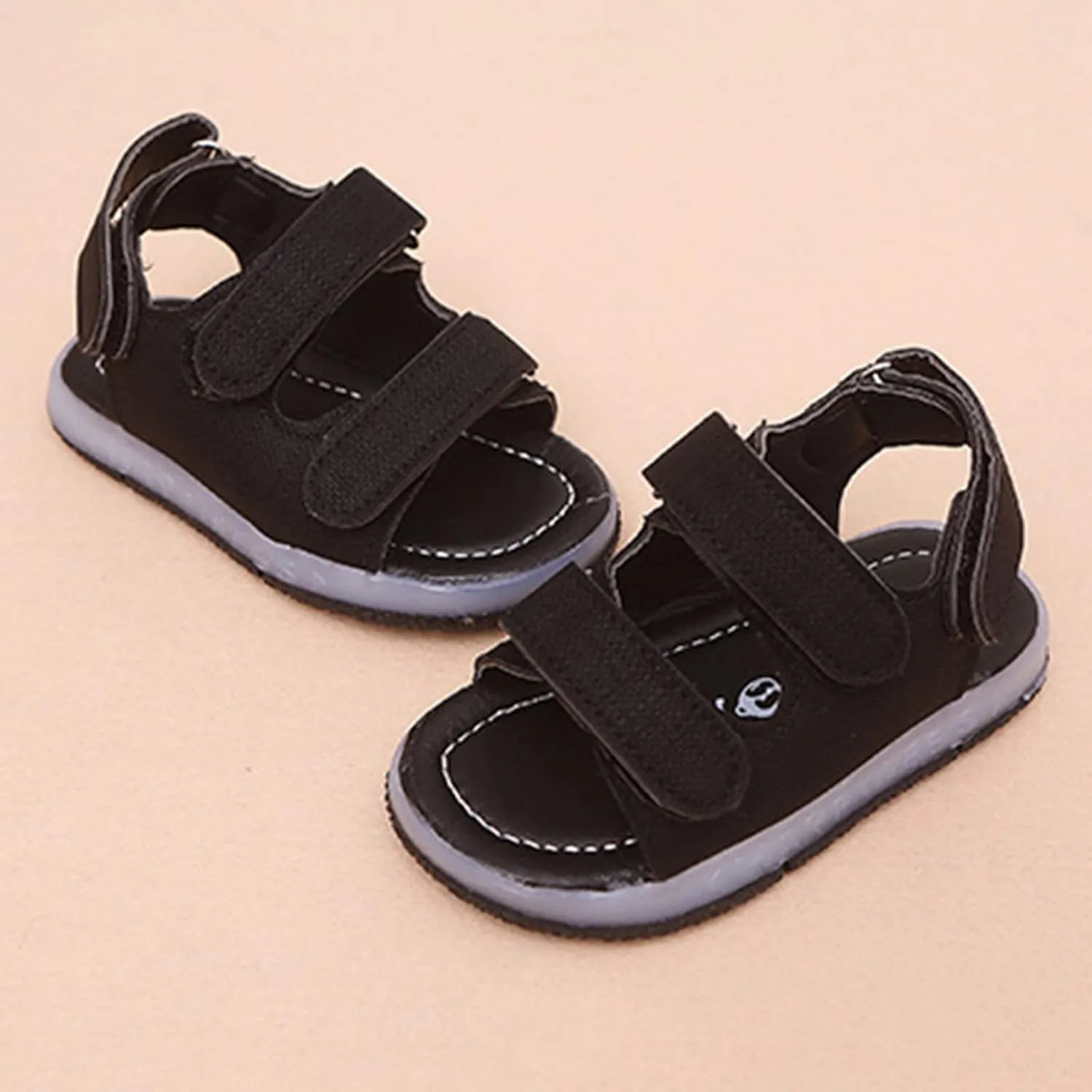 POLG Kids Boys Girls Sandals 1-4 Years Old Summer Toddler Baby Sport Light-Up Sandals LED Luminous Flat Shoes Sneakers (Black, 15-18Months)