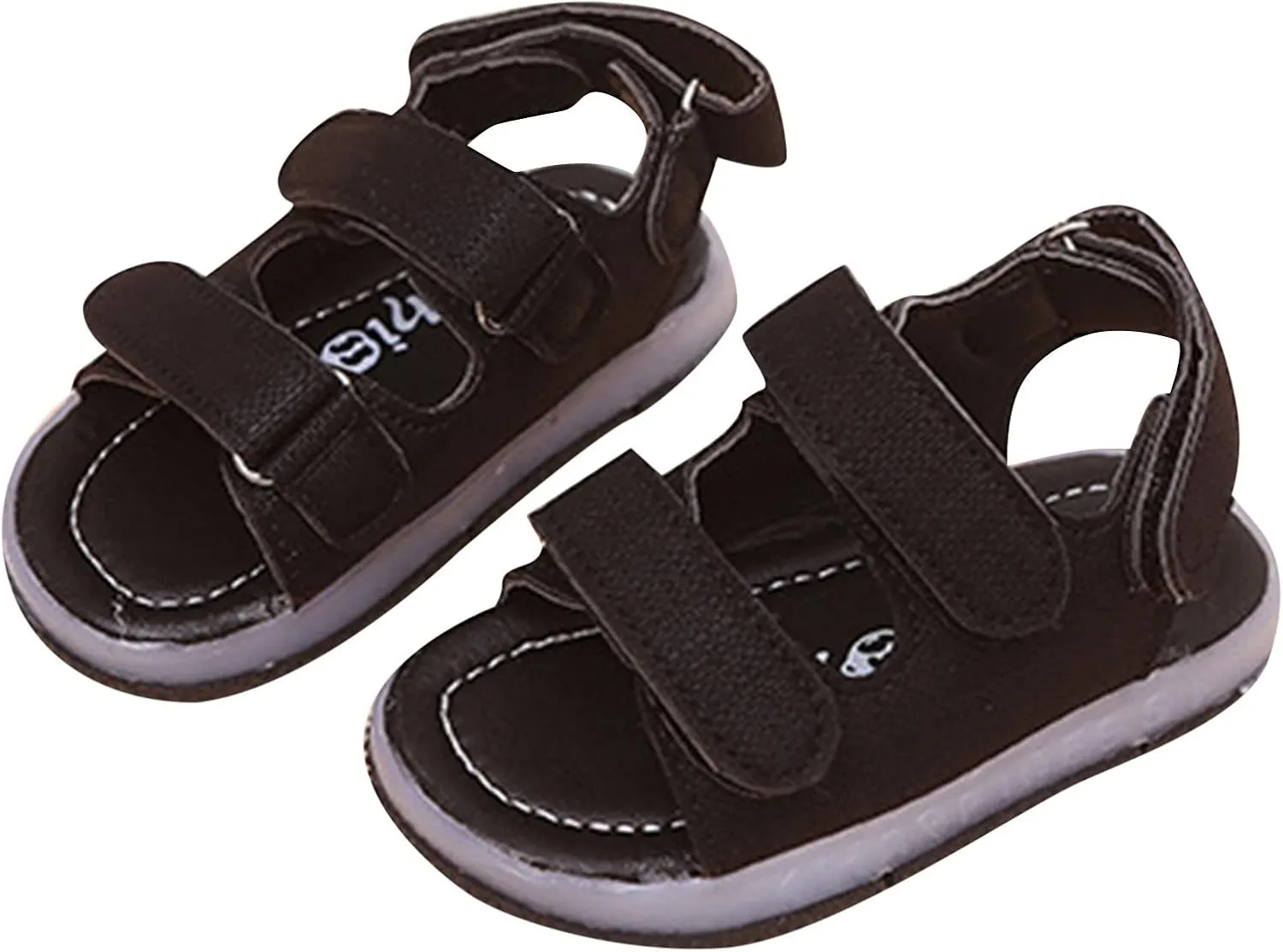 POLG Kids Boys Girls Sandals 1-4 Years Old Summer Toddler Baby Sport Light-Up Sandals LED Luminous Flat Shoes Sneakers (Black, 15-18Months)
