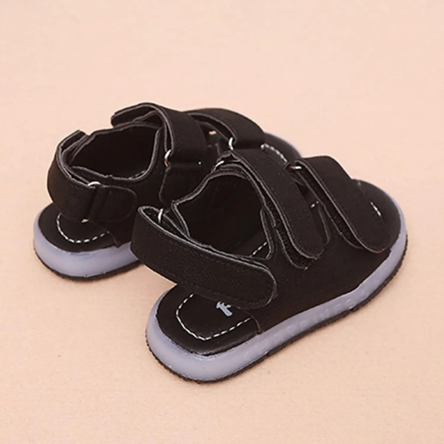 POLG Kids Boys Girls Sandals 1-4 Years Old Summer Toddler Baby Sport Light-Up Sandals LED Luminous Flat Shoes Sneakers (Black, 15-18Months)