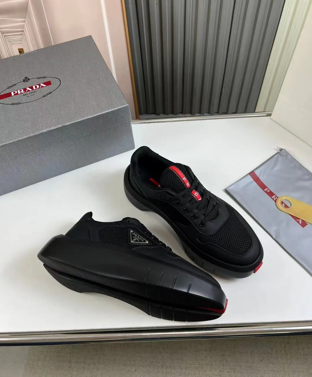 PRADA || Black Prada America’s Cup Sneaker