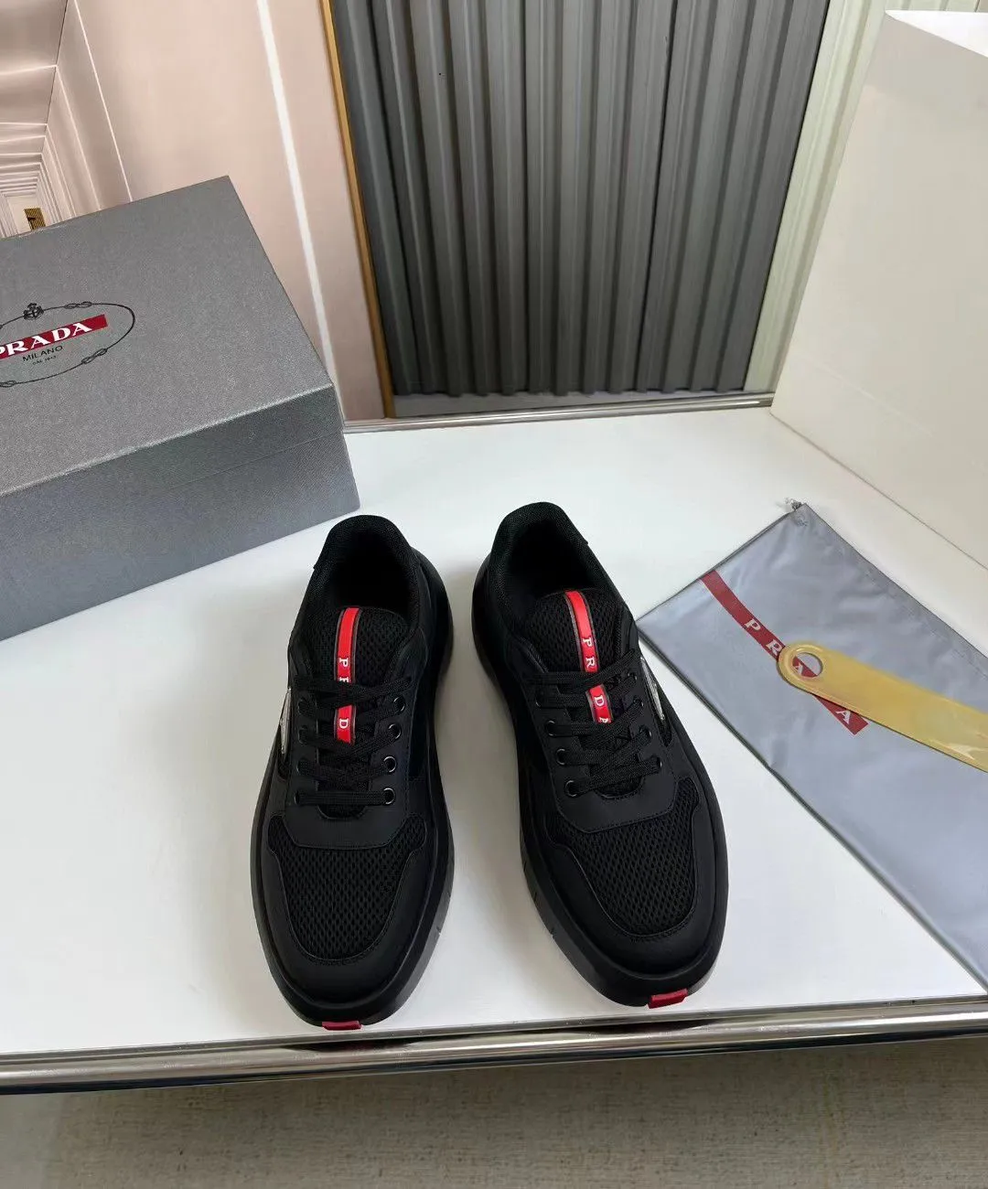 PRADA || Black Prada America’s Cup Sneaker