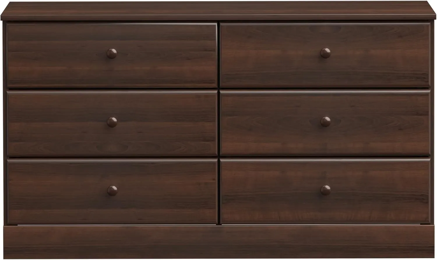 Prepac Astrid 6 Drawer Double Dresser for Bedroom, Wide Chest of Drawers, Bedroom Furniture, Clothes Storage and Organizer, 15.5" D x 47.5" W x 26.85" H, Espresso