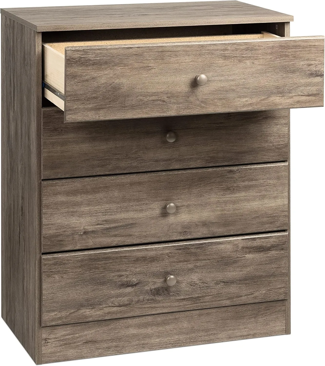 Prepac Astrid Simplistic 4-Drawer Dresser for Bedroom, Functional Bedroom Dresser Chest of Drawers 18.25" D x 30" W x 34" H, Drifted Gray, DDBR-0401-1