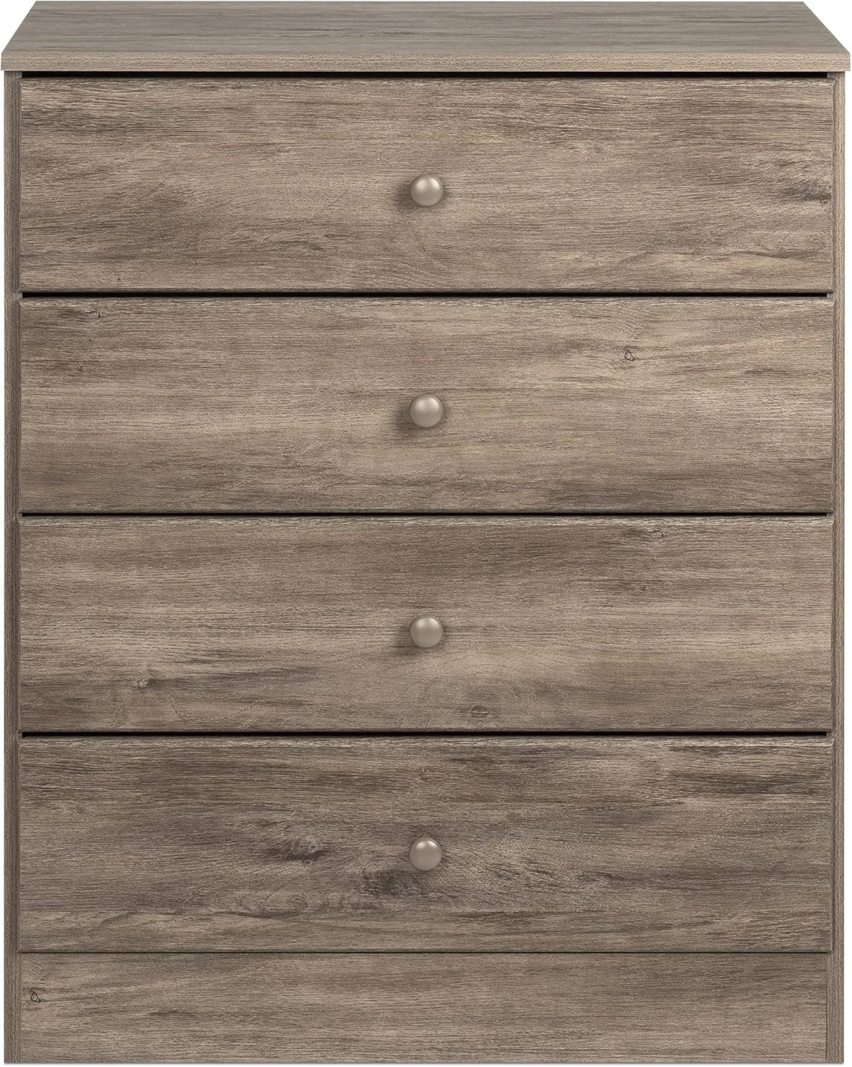 Prepac Astrid Simplistic 4-Drawer Dresser for Bedroom, Functional Bedroom Dresser Chest of Drawers 18.25" D x 30" W x 34" H, Drifted Gray, DDBR-0401-1