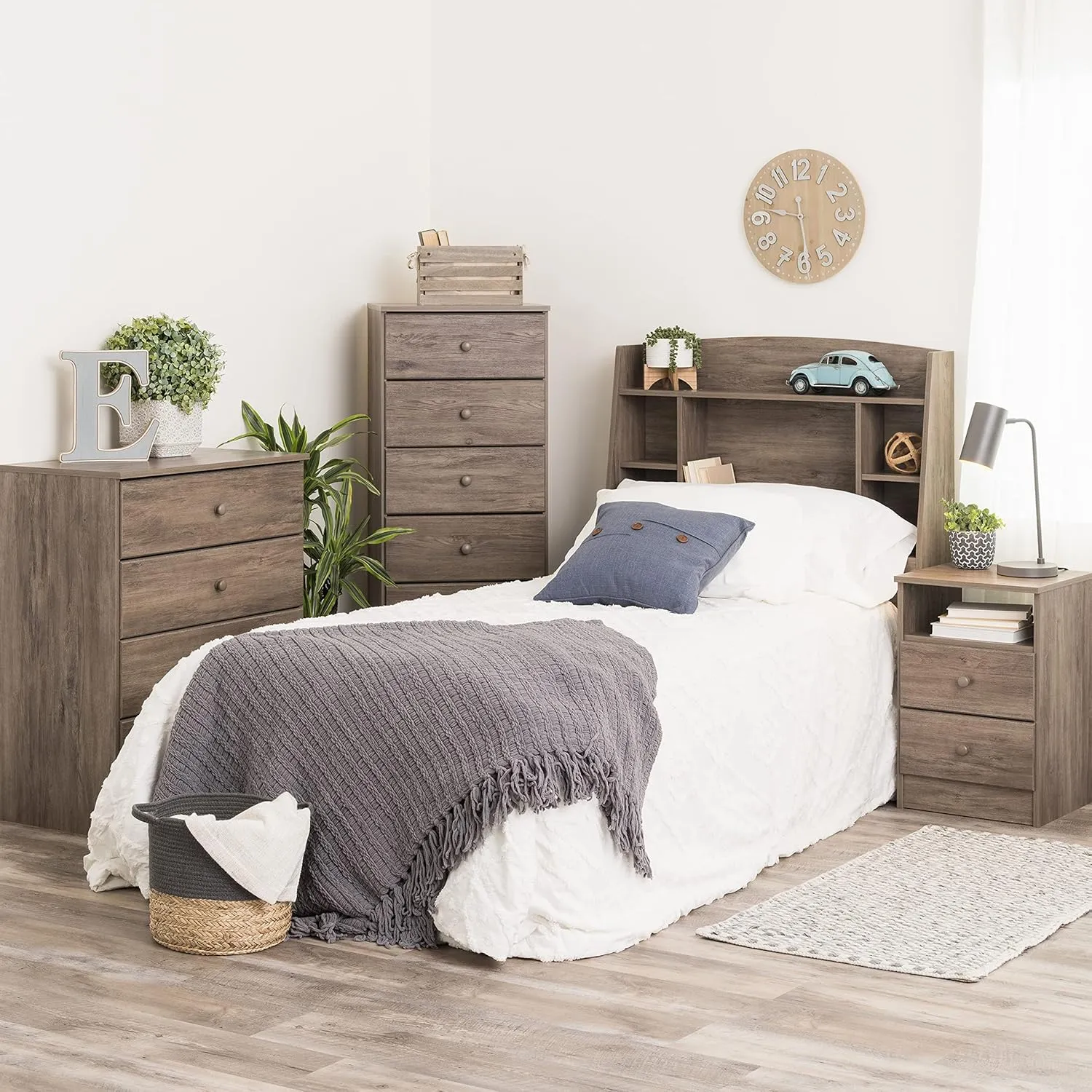 Prepac Astrid Simplistic 4-Drawer Dresser for Bedroom, Functional Bedroom Dresser Chest of Drawers 18.25" D x 30" W x 34" H, Drifted Gray, DDBR-0401-1