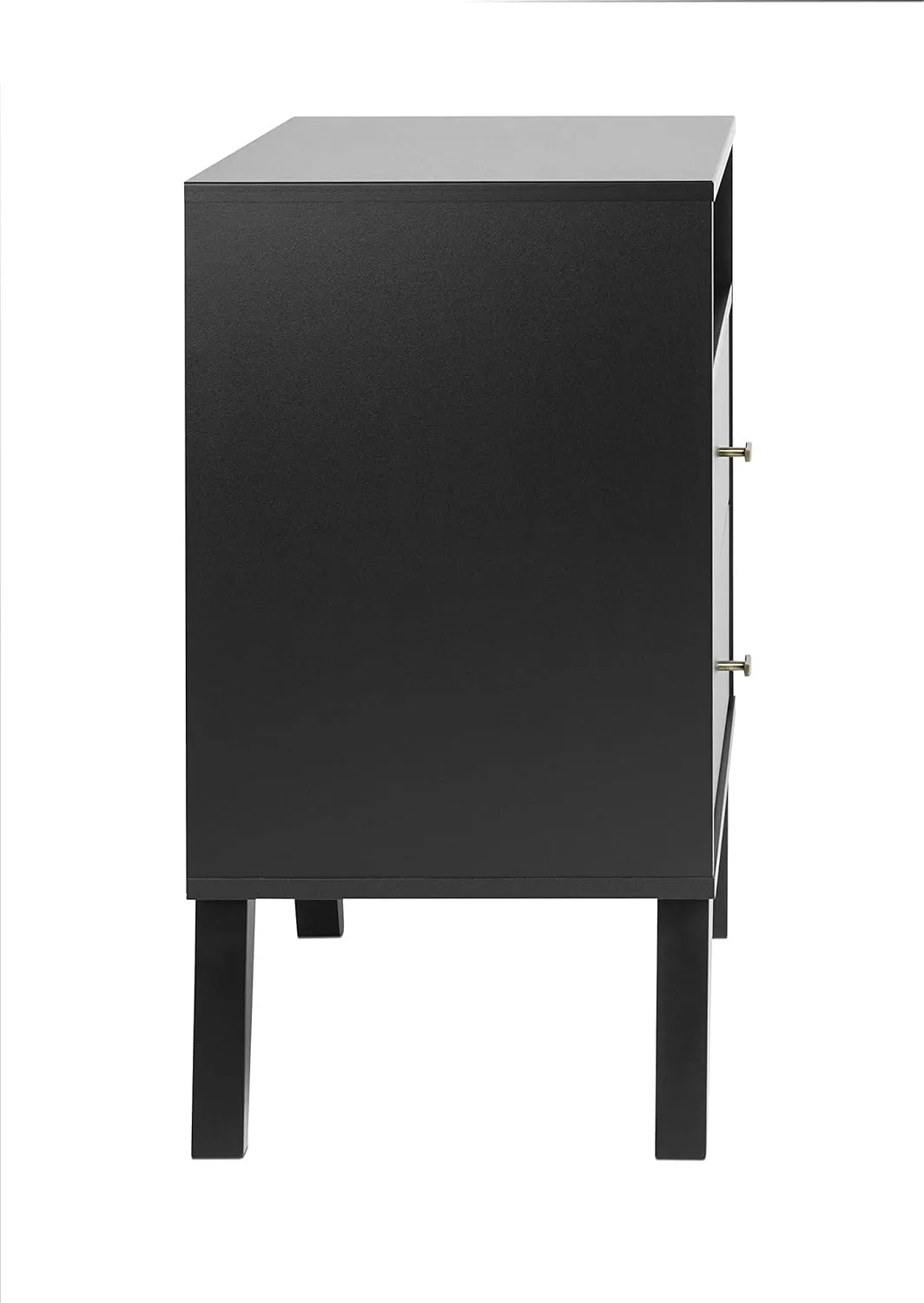 Prepac Milo Mid-Century Modern 2 Drawer Nightstand with Open Shelf, Bedside Table, Contemporary Bedroom Furniture, 16"D x 22.5"W x 29.5"H, Black