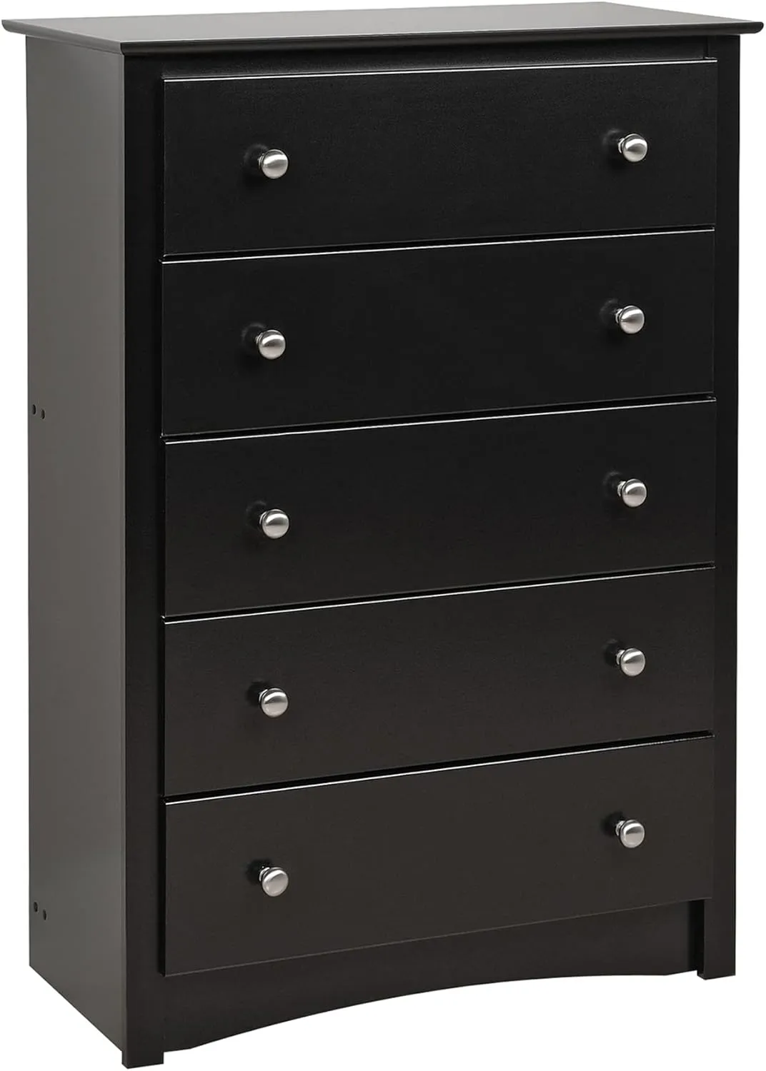Prepac Sonoma 5-Drawer Chest and Tall Nightstand, Black