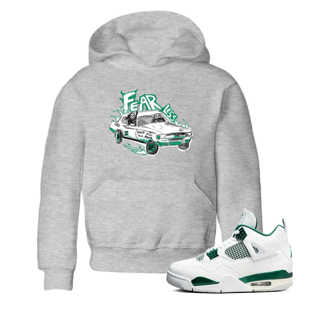 Price-match guarantee - Fearless Car Kids Jordan 4 Stylish design Air Sneaker Tees Green SNRT Oxidized