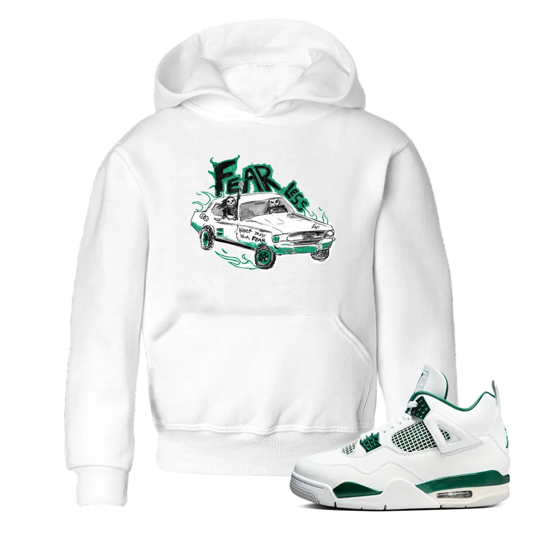 Price-match guarantee - Fearless Car Kids Jordan 4 Stylish design Air Sneaker Tees Green SNRT Oxidized