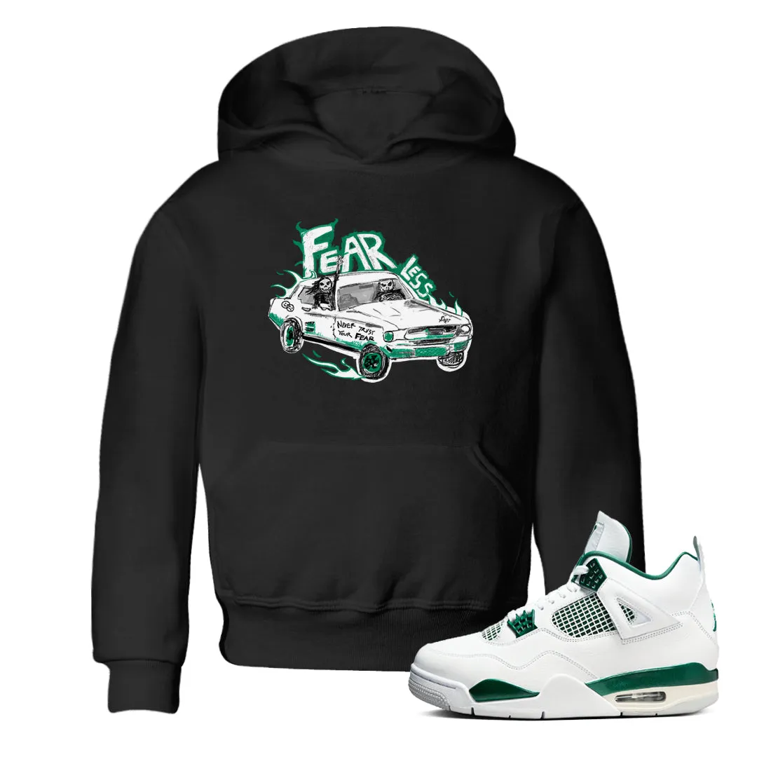Price-match guarantee - Fearless Car Kids Jordan 4 Stylish design Air Sneaker Tees Green SNRT Oxidized