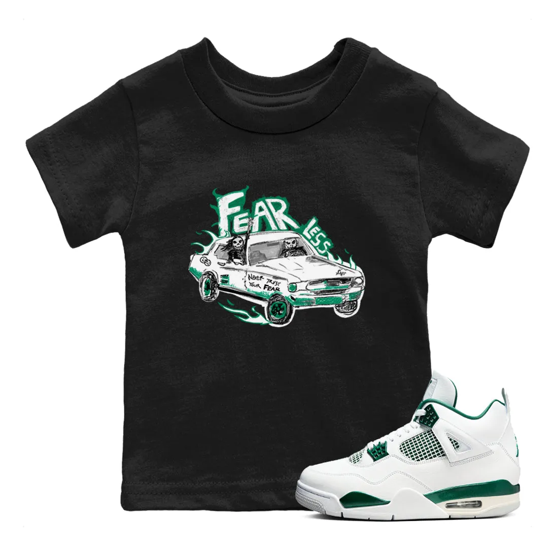 Price-match guarantee - Fearless Car Kids Jordan 4 Stylish design Air Sneaker Tees Green SNRT Oxidized
