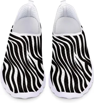 Print Slip on Sneakers for Women, Lightweight Breathable Walking Shoes, Comfortable Mesh Sneaker for Work Travel Sports Hiking