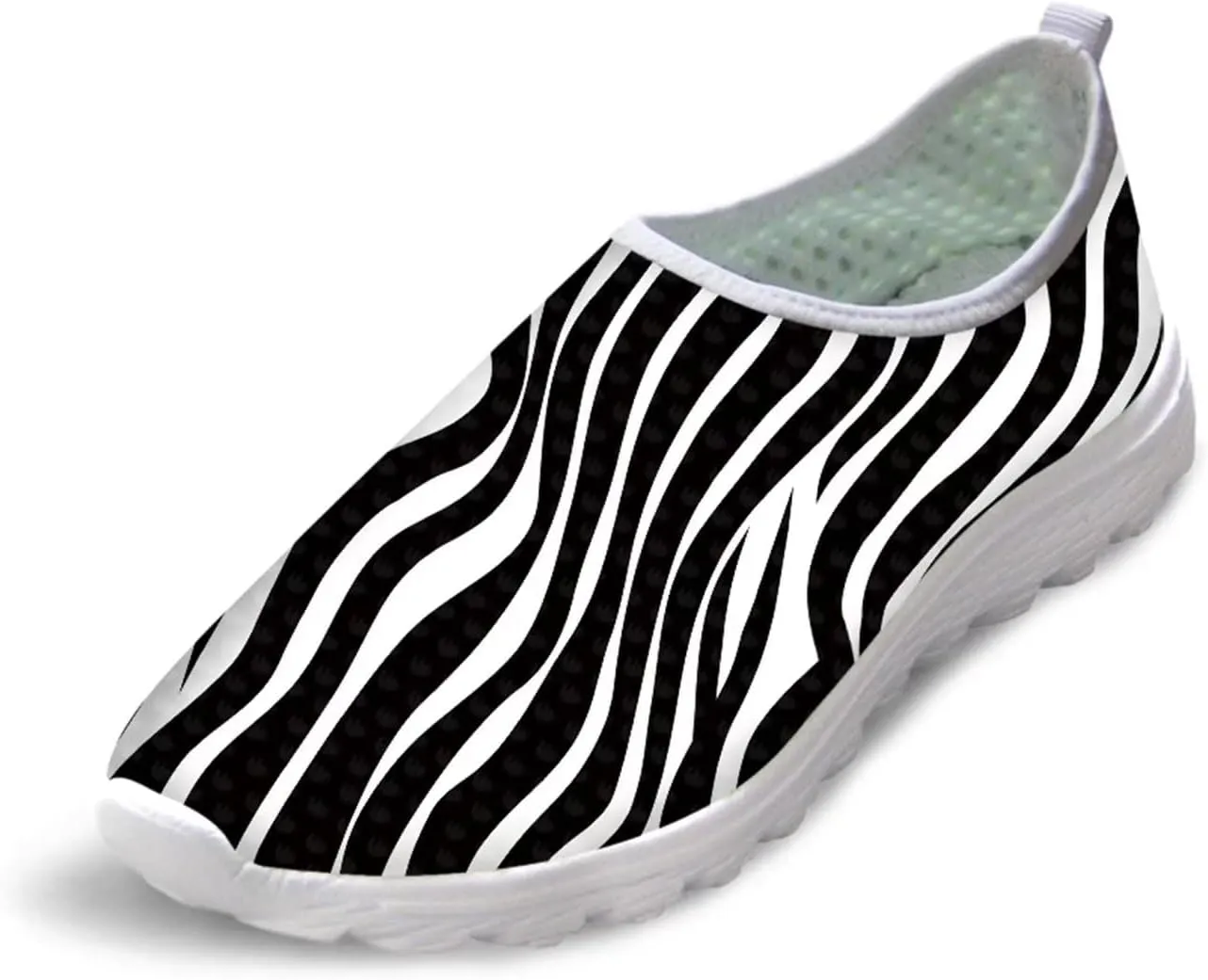 Print Slip on Sneakers for Women, Lightweight Breathable Walking Shoes, Comfortable Mesh Sneaker for Work Travel Sports Hiking