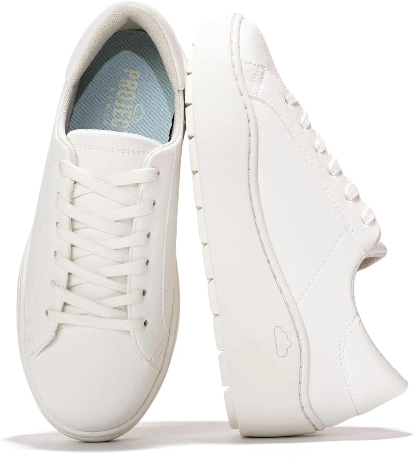 Project Cloud Platform Sneakers for Women – Lightweight Women's Fashion Sneakers for 2025 with Memory Foam Insole – Non Slip Lace-Up Womens Shoes – Stylish Wedge Shoes for Women (Bossy)