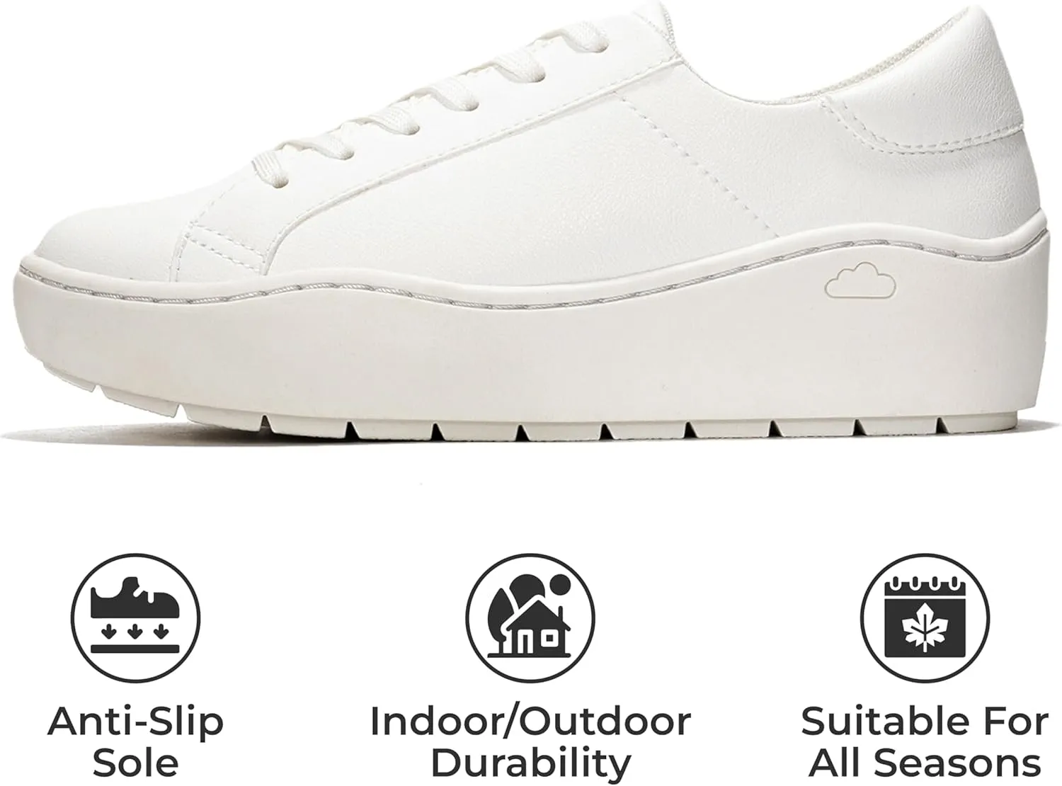 Project Cloud Platform Sneakers for Women – Lightweight Women's Fashion Sneakers for 2025 with Memory Foam Insole – Non Slip Lace-Up Womens Shoes – Stylish Wedge Shoes for Women (Bossy)