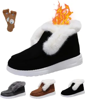 Pubyfun Senior Comfy Winter Ankle Boots Women, Ladies Warm and Comfortable Casual Snow Boots, Women Winter Snow Boots, Fur Lined Warm Slip on Boots