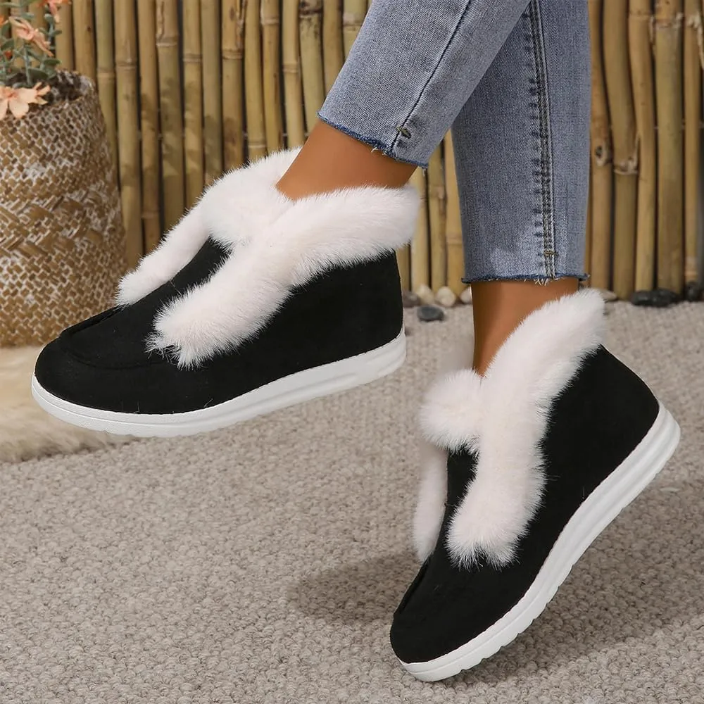 Pubyfun Senior Comfy Winter Ankle Boots Women, Ladies Warm and Comfortable Casual Snow Boots, Women Winter Snow Boots, Fur Lined Warm Slip on Boots