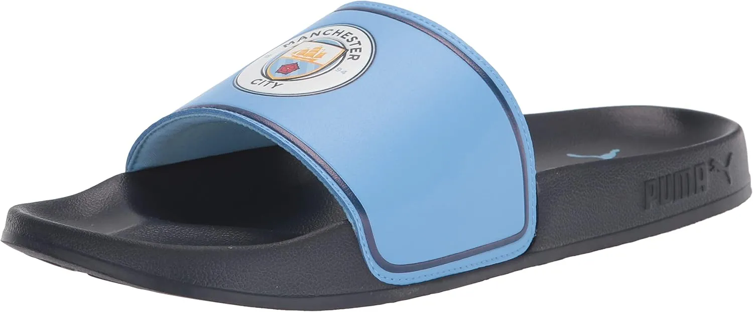 PUMA Men's LEADCAT 2.0 MAN CITY Slide Sandal, Puma New Navy-Team Light Blue, 13