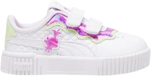 PUMA Toddler Girls Trolls X Carina 2.0 V Metallic Slip On Sneakers Shoes Casual - White - Size 4 M