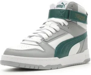 PUMA Unisex-Child Shoes RBD Game Sneaker, White-Malachite-Cool Mid Gray-Gold, 6.5 US Big Kid