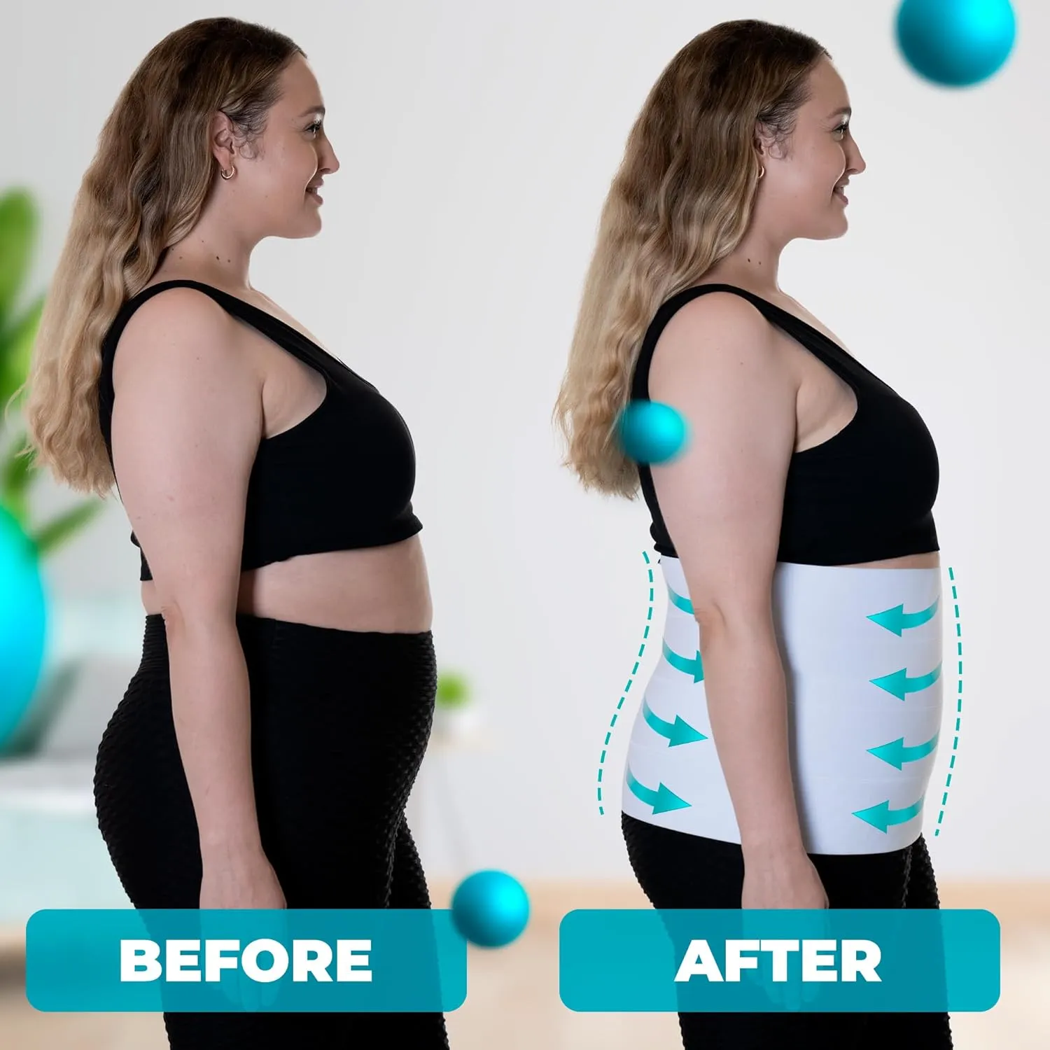 QORE LOGIQ Plus Size Abdominal Binder Post Surgery - C Section Belly Binder, Postpartum Belly Band, Adjustable 12" Compression Wrap for Stomach & Hernia Belt, White XL
