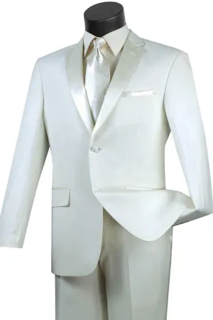 "Vinci Ivory Notch Tuxedo: Slim Fit, 2-Button Menswear Elegance"
