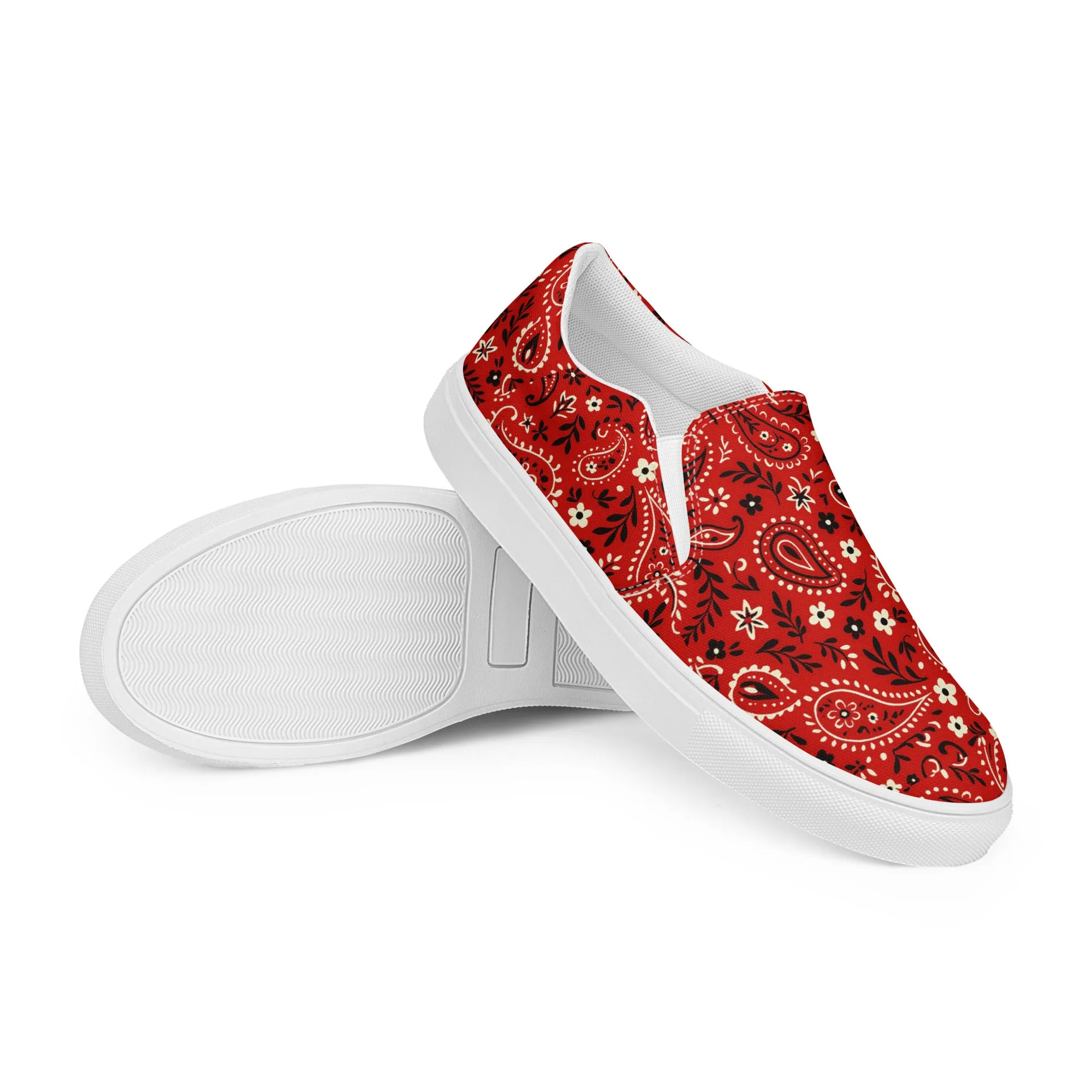 Red Bandana Slip-Ons Shoes