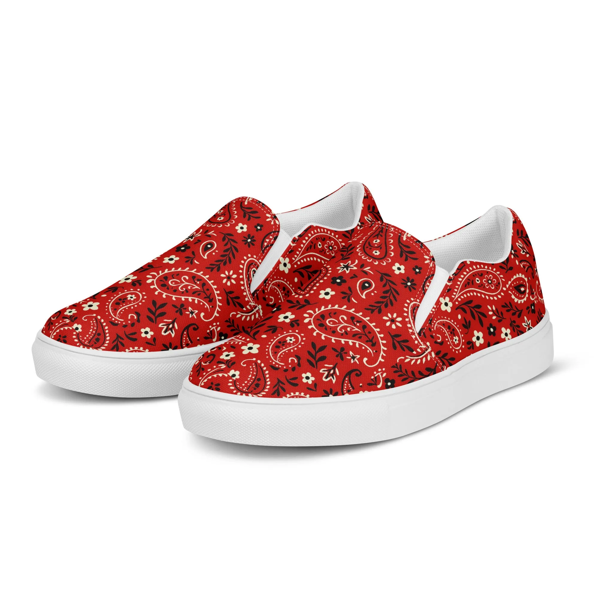 Red Bandana Slip-Ons Shoes
