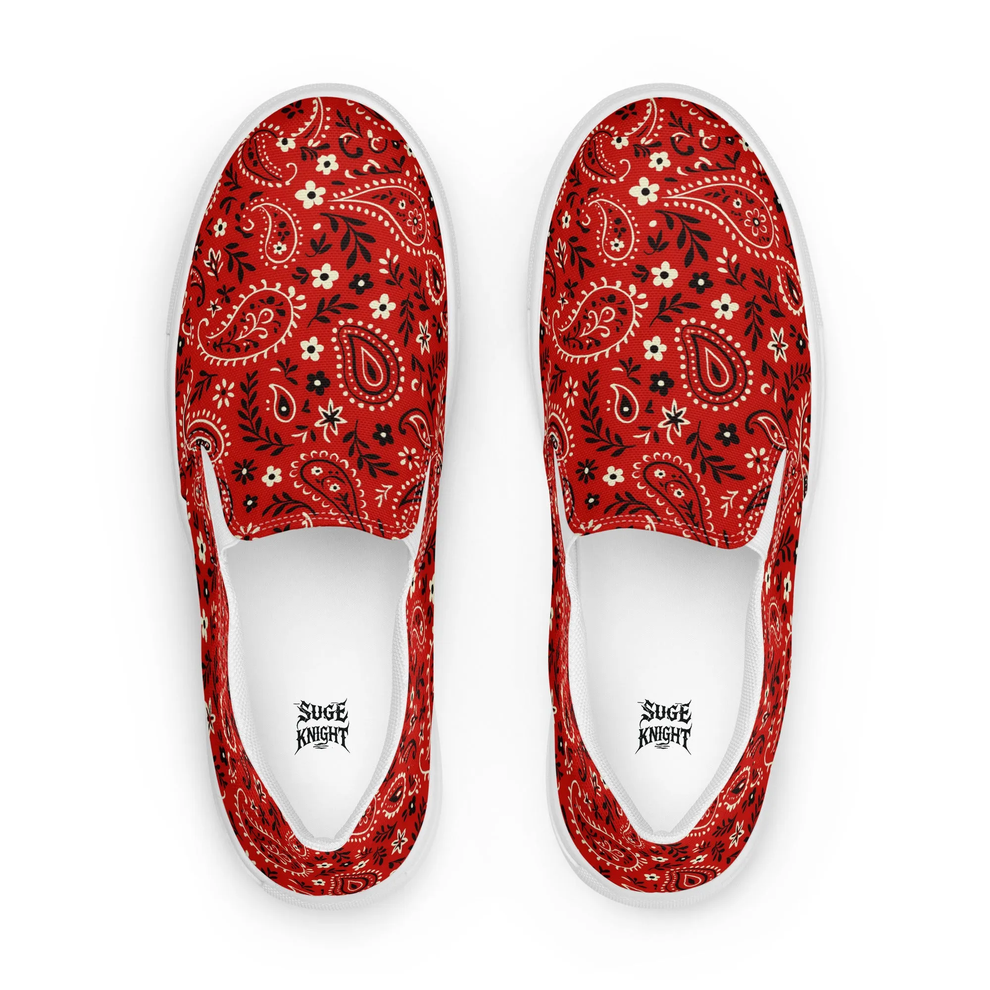 Red Bandana Slip-Ons Shoes