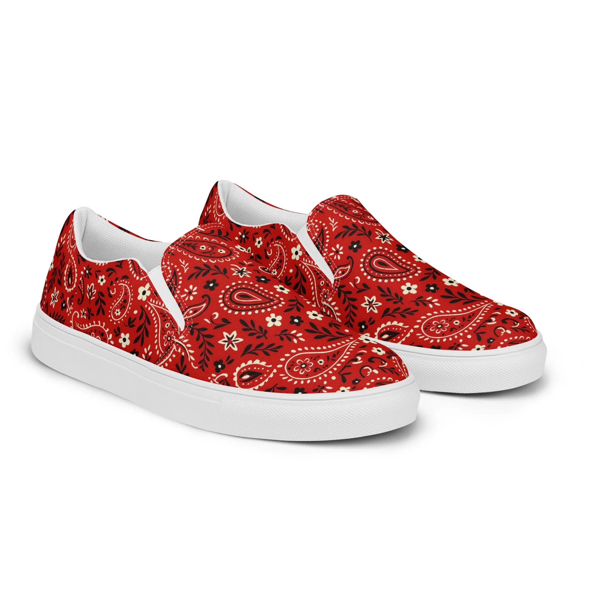 Red Bandana Slip-Ons Shoes