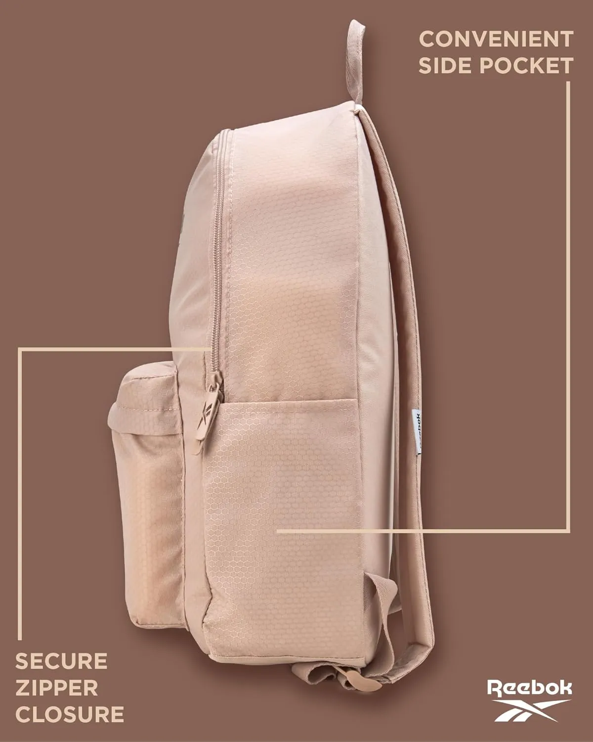 Reebok Element Backpack - Lightweight Compact Everyday Carry On Work, Gym, or Travel Backpack for Men and Women, Khaki Element