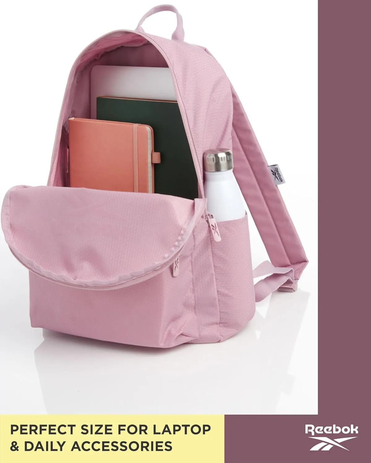 Reebok Element Backpack - Lightweight Compact Everyday Carry On Work, Gym, or Travel Backpack for Men and Women, Lilac Element