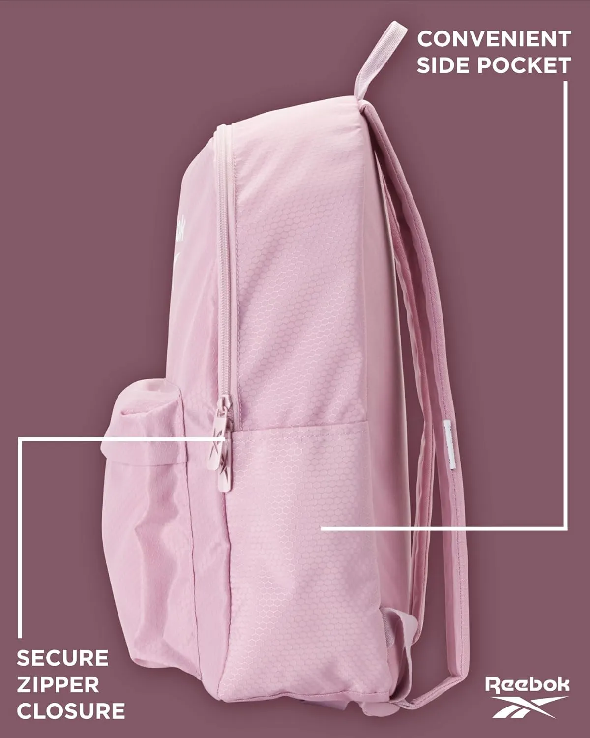 Reebok Element Backpack - Lightweight Compact Everyday Carry On Work, Gym, or Travel Backpack for Men and Women, Lilac Element