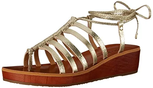 Refined Sandalas Brand Light Gold Fashion Up Lucky Hulumi Lace Heeled Discounted coupons Wedge Low