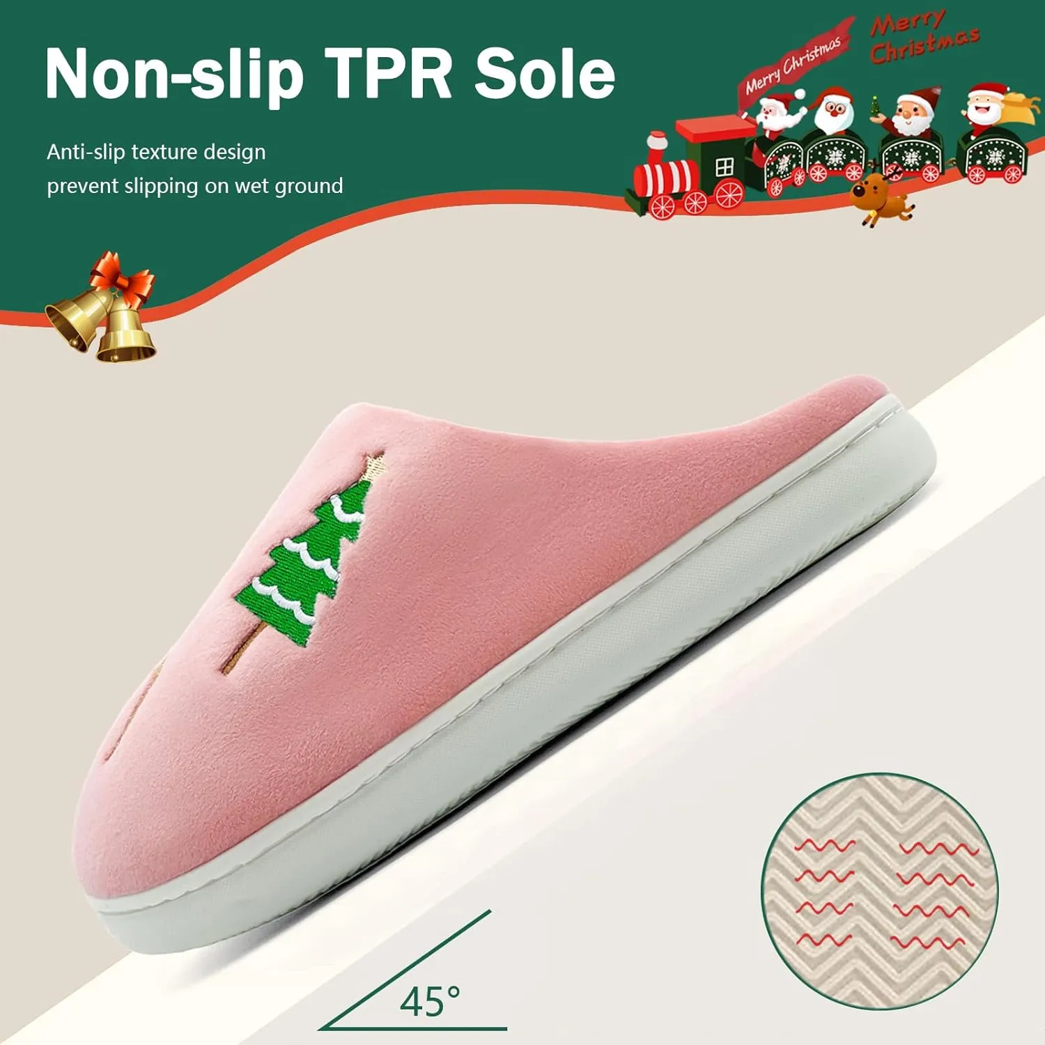 Reindeer Slippers for Women & Men - Memory Foam, Fuzzy Indoor Comfy Holiday & Slippers