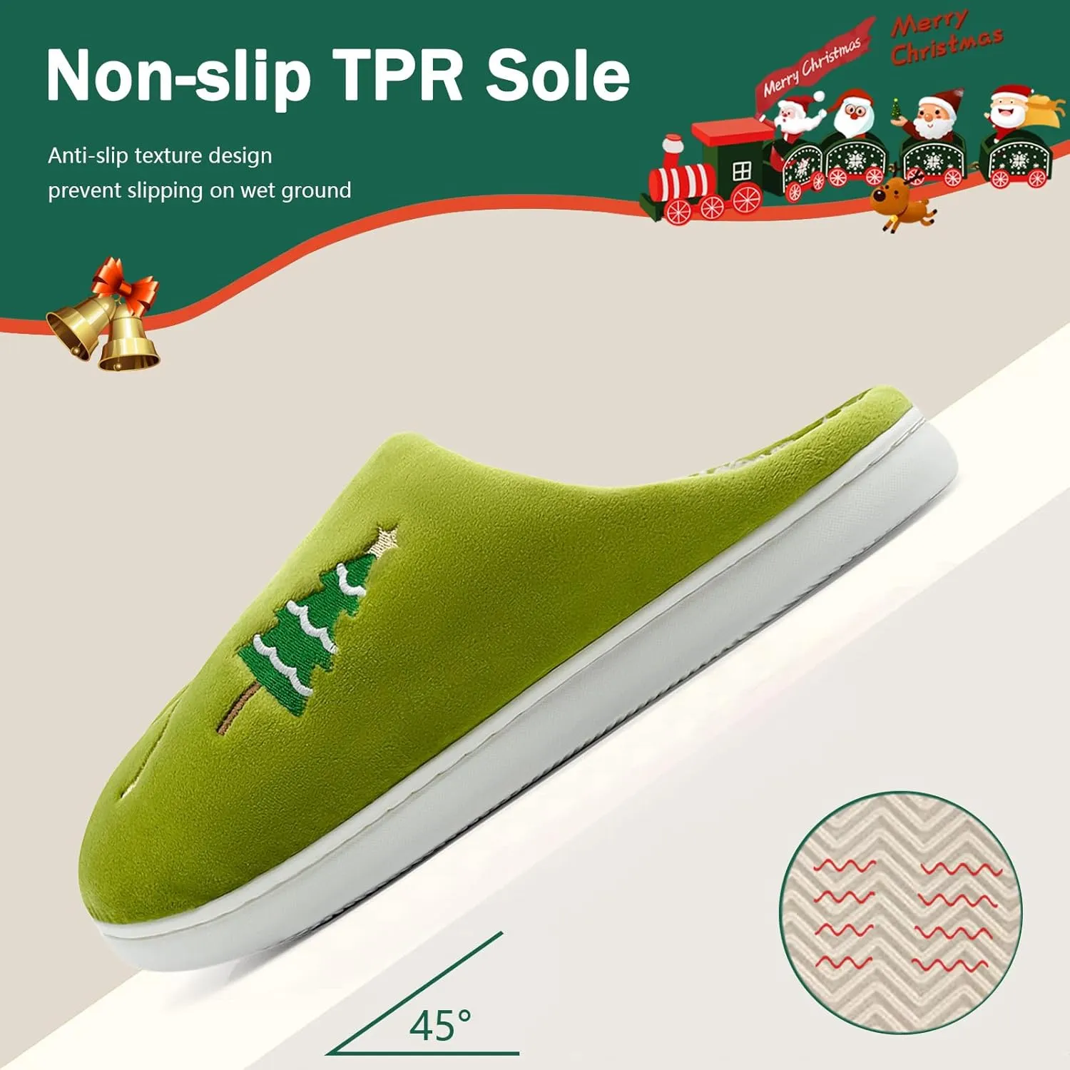 Reindeer Slippers for Women & Men - Memory Foam, Fuzzy Indoor Comfy Holiday & Slippers