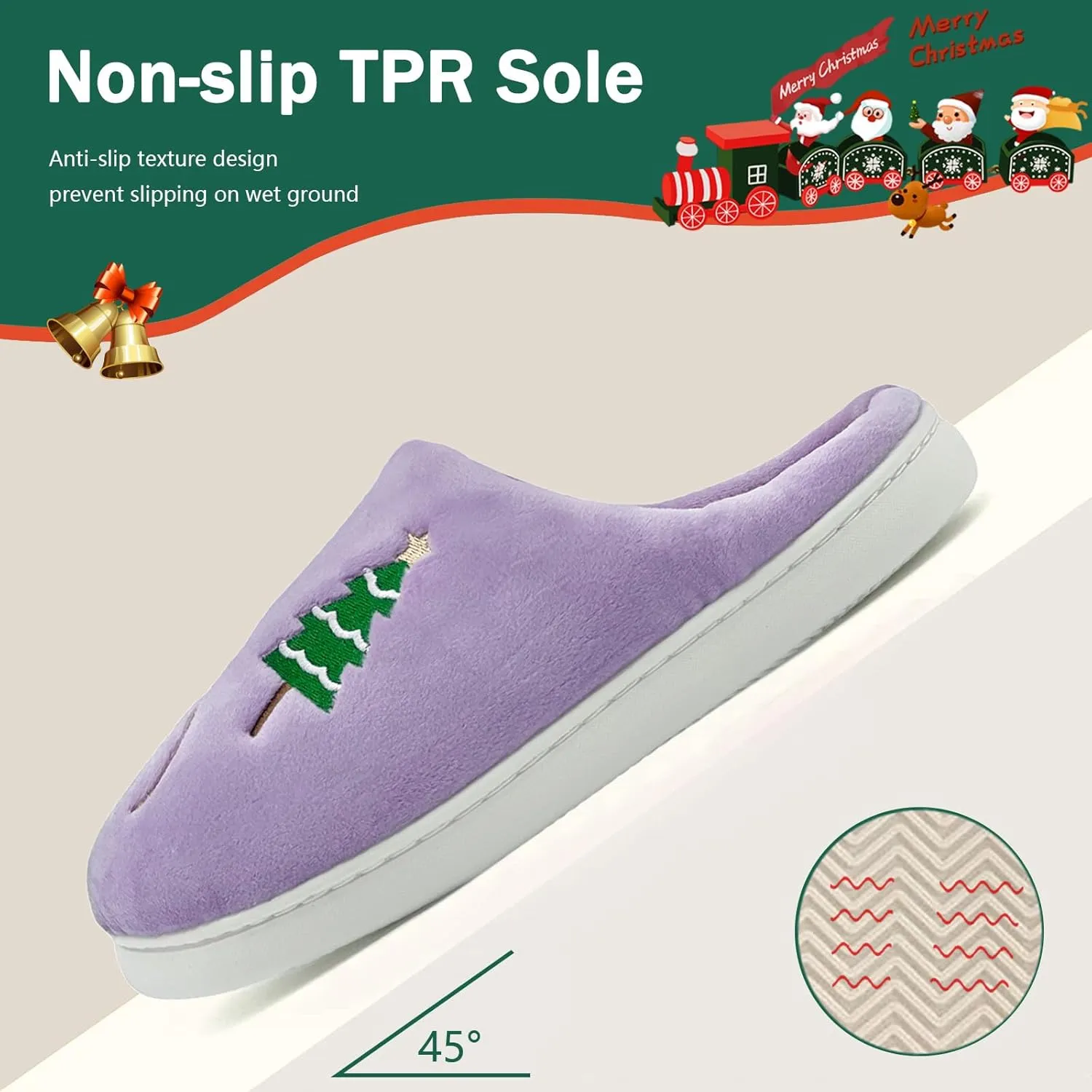 Reindeer Slippers for Women & Men - Memory Foam, Fuzzy Indoor Comfy Holiday & Slippers