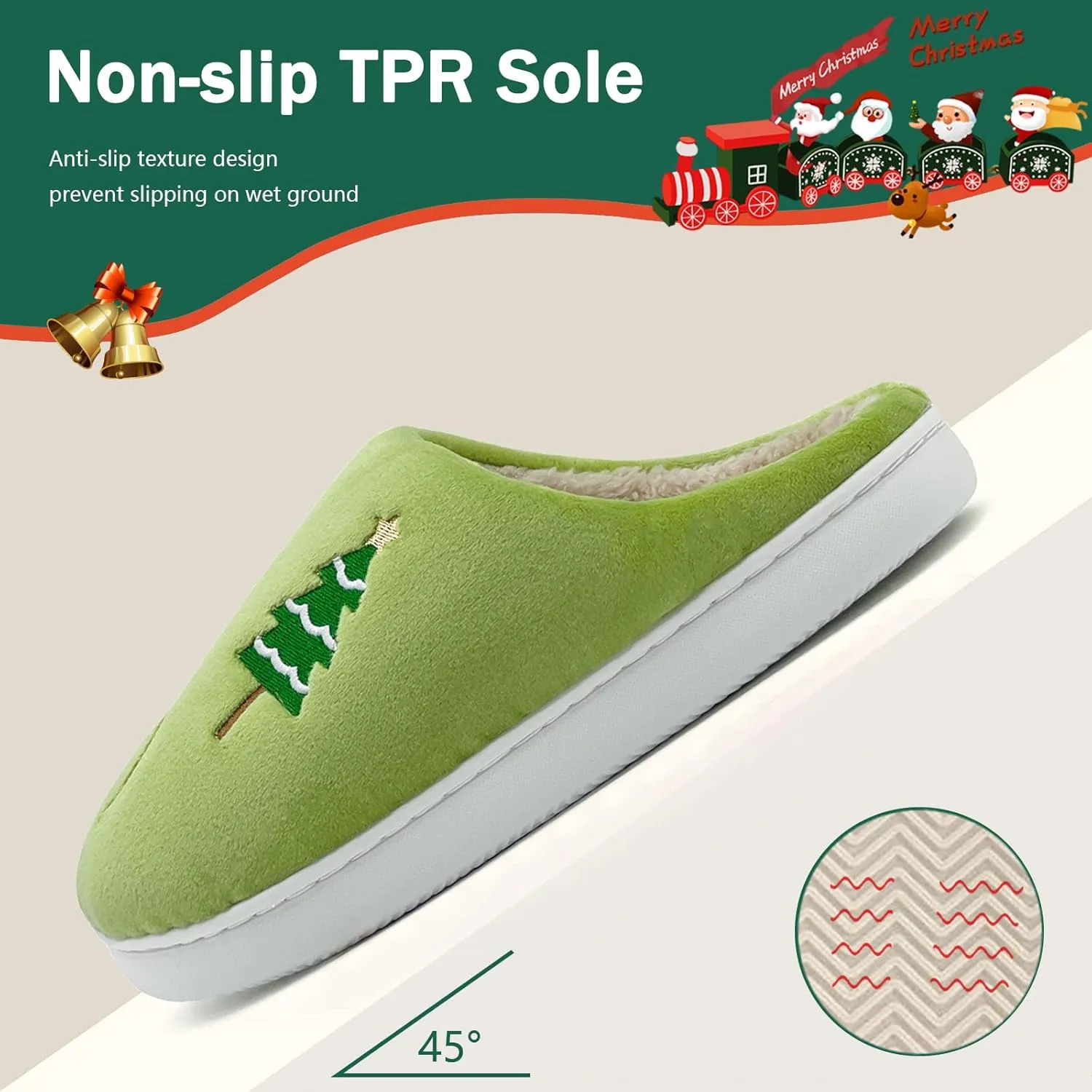 Reindeer Slippers for Women & Men - Memory Foam, Fuzzy Indoor Comfy Holiday & Slippers