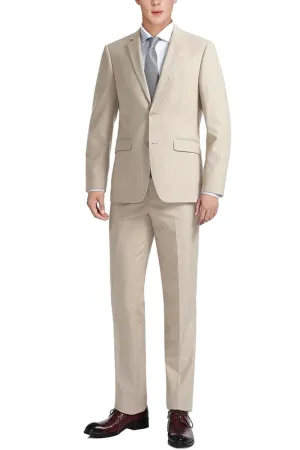Renoir Men's Slim Fit Two-Button Suit & Optional Vest in Light Tan Beige