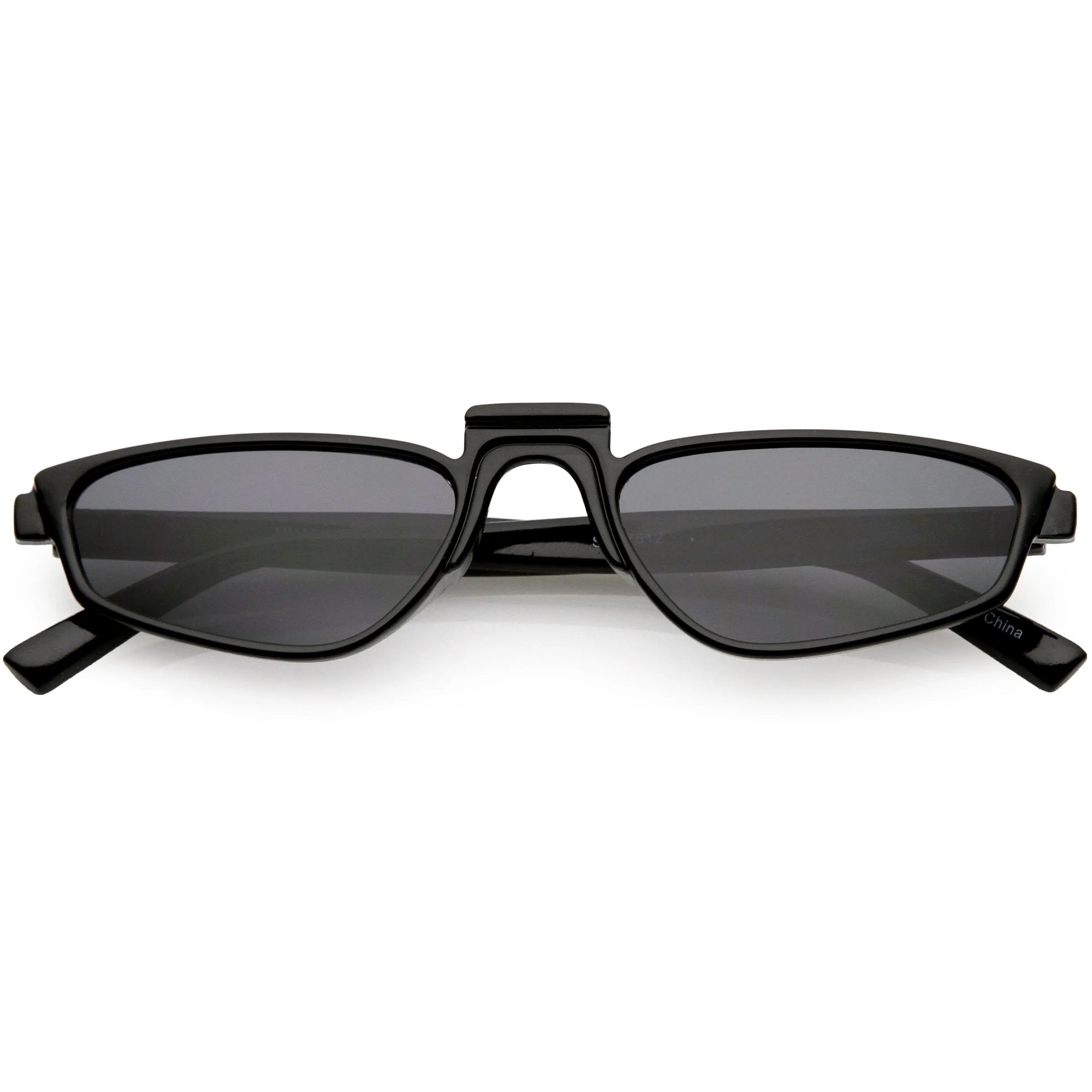 Retro Modern Low Temple Narrow Flat Top Sunglasses C731