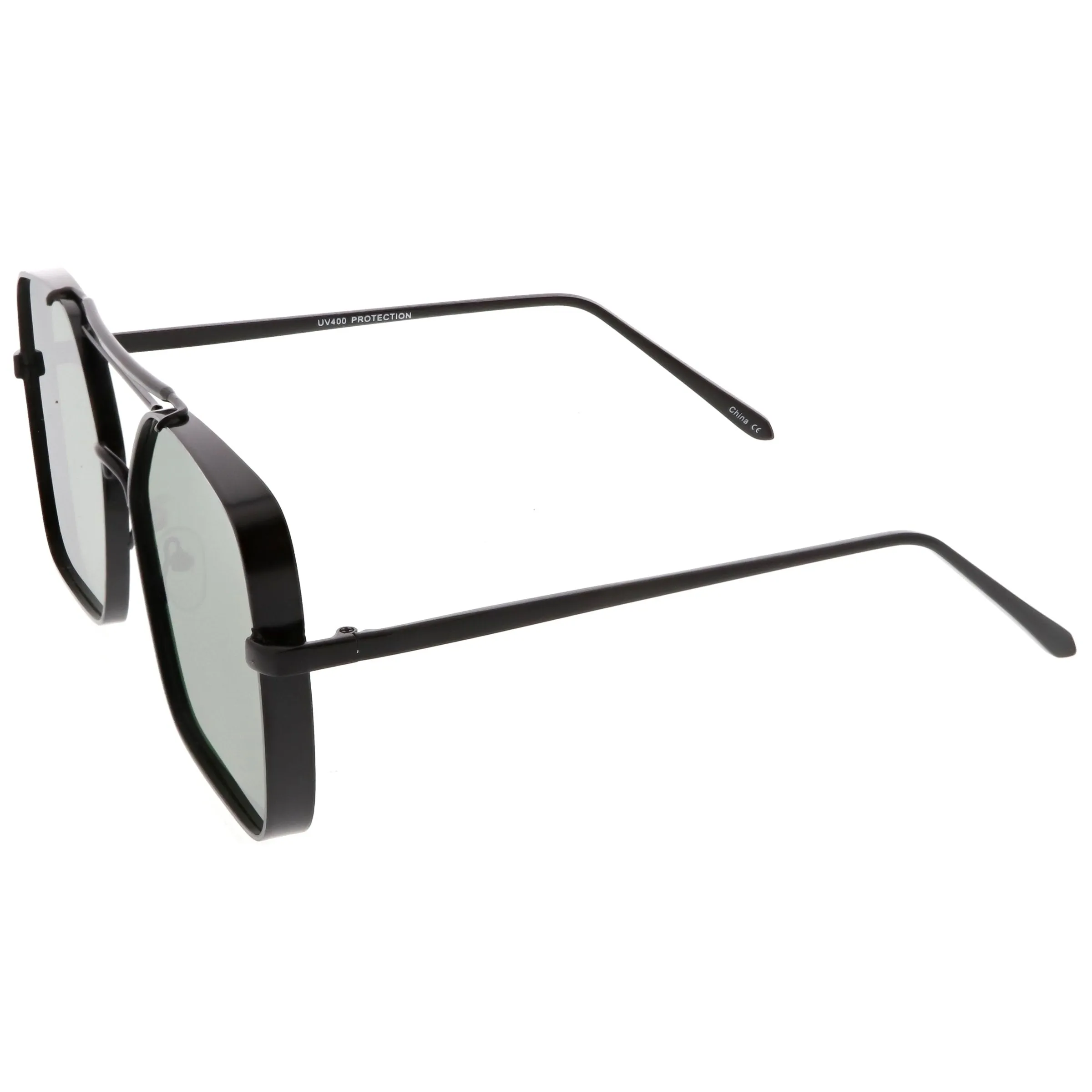 Retro Modern Square Reinforced Metal Flat Lens Aviator Sunglasses C161