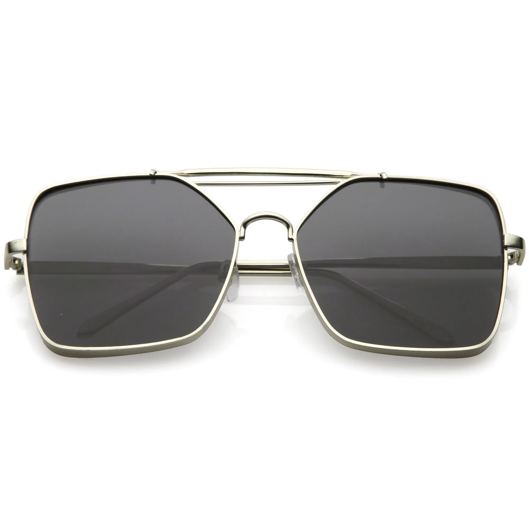 Retro Modern Square Reinforced Metal Flat Lens Aviator Sunglasses C161