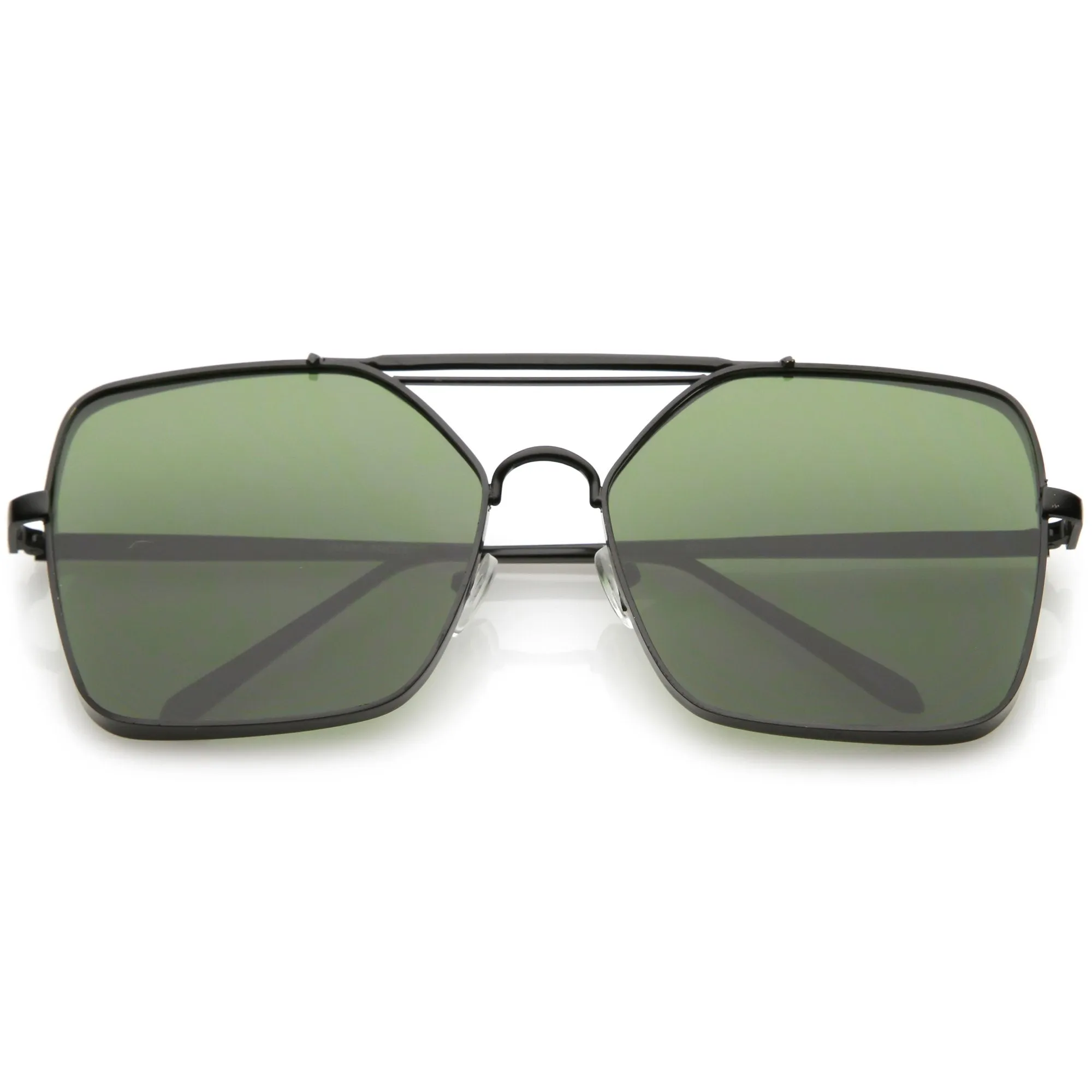 Retro Modern Square Reinforced Metal Flat Lens Aviator Sunglasses C161